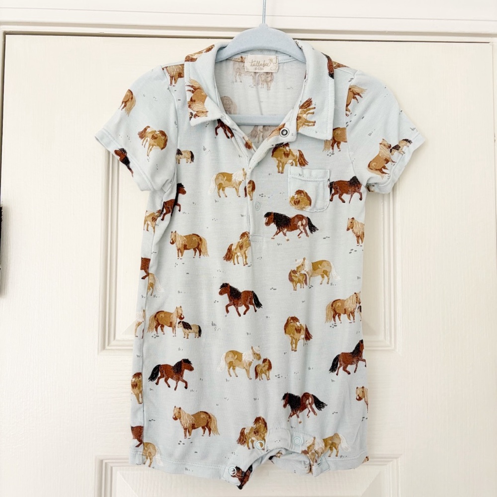 Tullabee baby 6-12m mini pony bamboo collared shortie romper